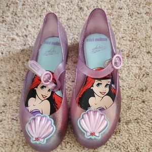 Mini Melissa Glittery Lavender Shoes with Ariel and Shell